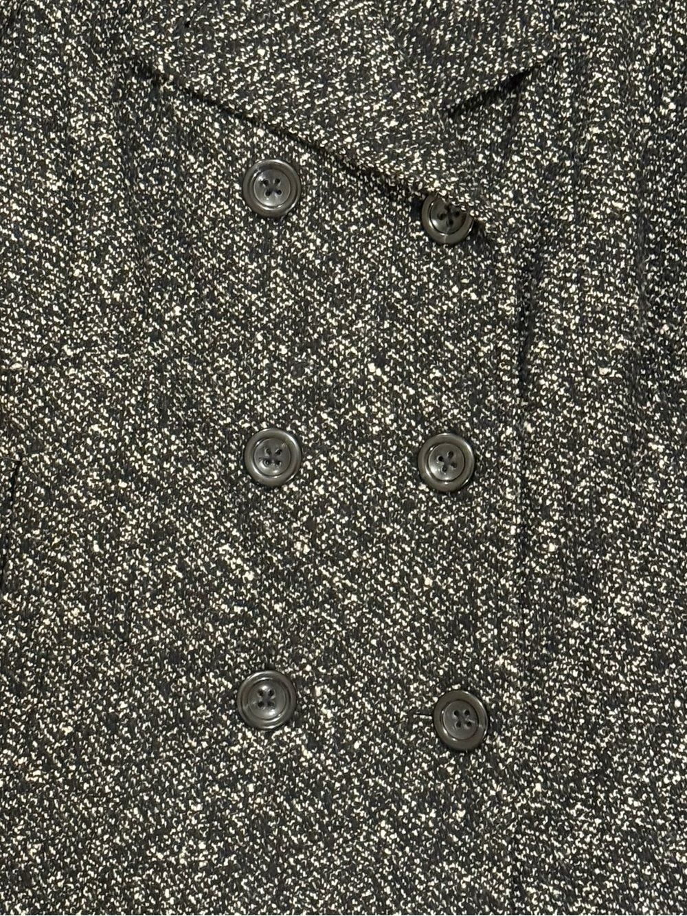 Women's Black Heathered Pea Coat with Classic Double-Breasted Styling - Picture 8 of 8